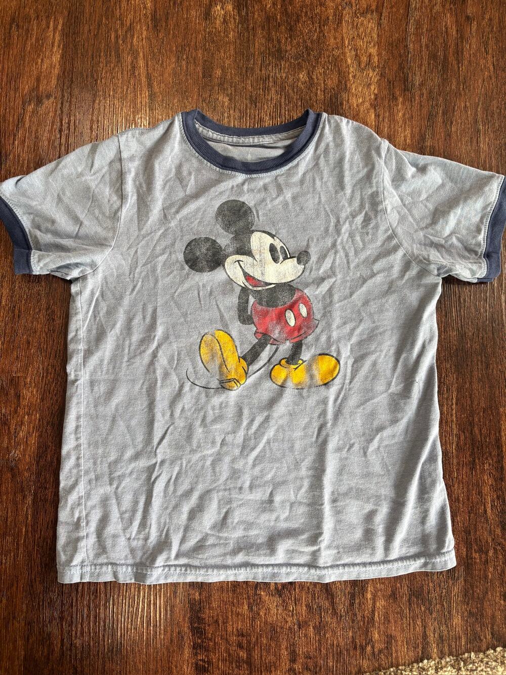 Vintage Disney Parks Navy Blue Ringer Mickey Mouse Hanes Youth T-Shirt Small GUC